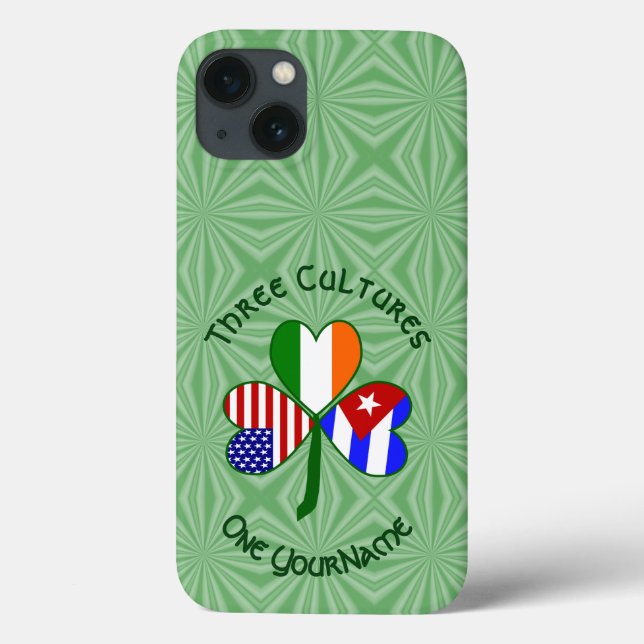 Funda De Case-Mate Para iPhone Banderas cubanas irlandesas de EE.UU. Shamrock per (Reverso)