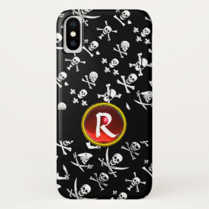 FUNDA PARA iPhone X BANDERAS DE PIRATAS NEGRAS, HUESOS CRUZADOS, ESPAL