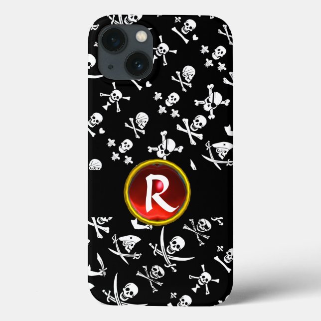 FUNDA DE Case-Mate PARA iPhone BANDERAS DE PIRATAS NEGRAS, HUESOS CRUZADOS, ESPAL (Reverso)