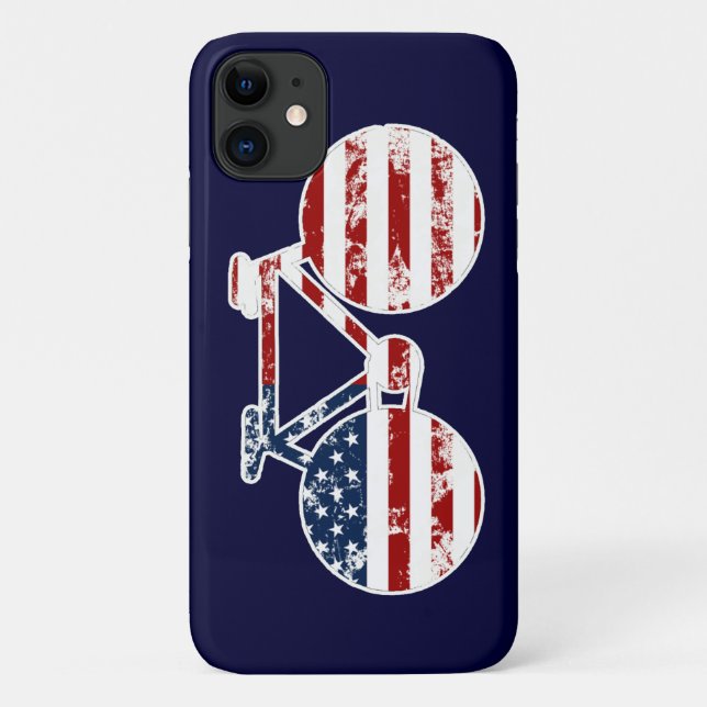 Funda De Case-Mate Para iPhone banderas patrióticas en bicicleta de Estados Unido (Reverso)