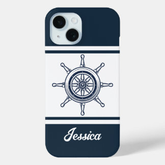 Funda Para iPhone 15 Barco Barco de la Casa Azul Costera Helm Nautical
