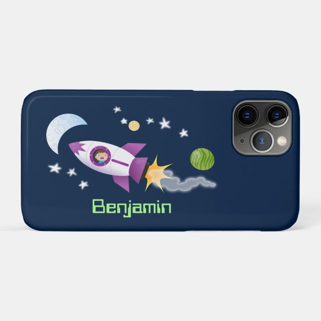 Funda De Case-Mate Para iPhone Barco de cohetes en ilustracion de personalizado e (Reverso (horizontal))