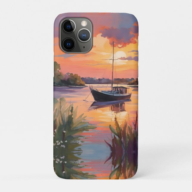 Funda De Case-Mate Para iPhone Barco de vela al amanecer (Reverso)