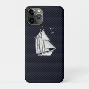 Funda Para iPhone 11 Pro Barco de vela cromado con papel de fibra de carbon