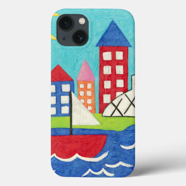Funda De Case-Mate Para iPhone Barco de vela y globo aerostático con Cityscape (Reverso)