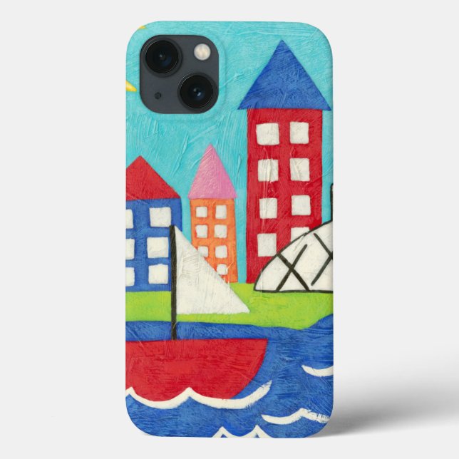 Funda De Case-Mate Para iPhone Barco de vela y globo aerostático con Cityscape (Reverso)