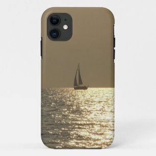 Barco en el lago en el iphone al atardecer 5 funda