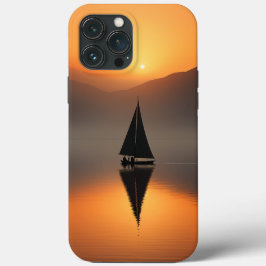 Funda Para iPhone 13 Pro Max Barco en lago con paisaje montañoso