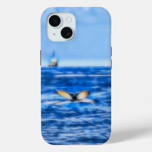 Funda Para iPhone 15 Barco náutico de cola de ballena Océano azul