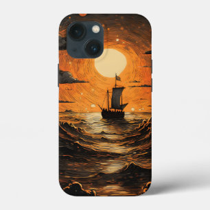 Funda Para iPhone 13 Mini Barco navegando por la noche