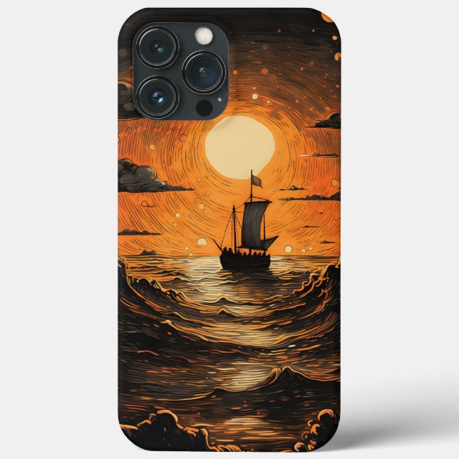 Funda De Case-Mate Para iPhone Barco navegando por la noche (Reverso )