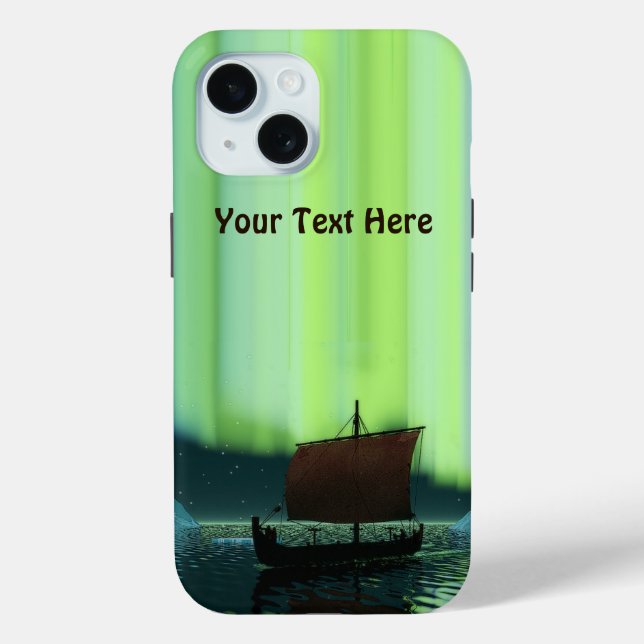 Funda De Case-Mate Para iPhone Barco Viking Bajo Luces del Norte (Reverso )
