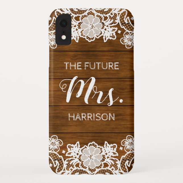Funda De Case-Mate Para iPhone Barn Wood Encaje Futuro Sra. Rústico Compromiso (Reverso)