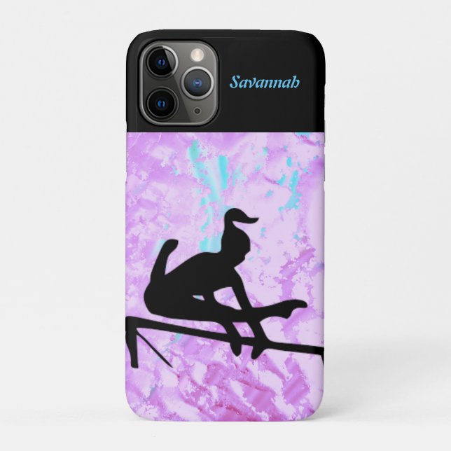 Funda De Case-Mate Para iPhone Barras desiguales nombre personalizado azul / púrp (Reverso)