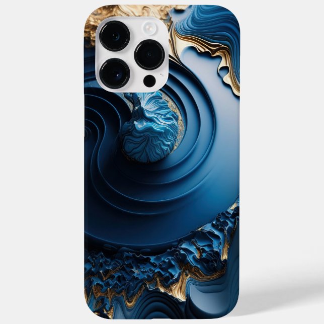 FUNDA DE Case-Mate PARA iPhone BARRILLOS DE AZUL Y ORO ABSTRACTOS LÍQUIDOS (Reverso)