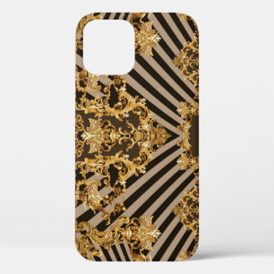 Funda Para iPhone 12 Barroco dorado: diseño de patrones geométricos
