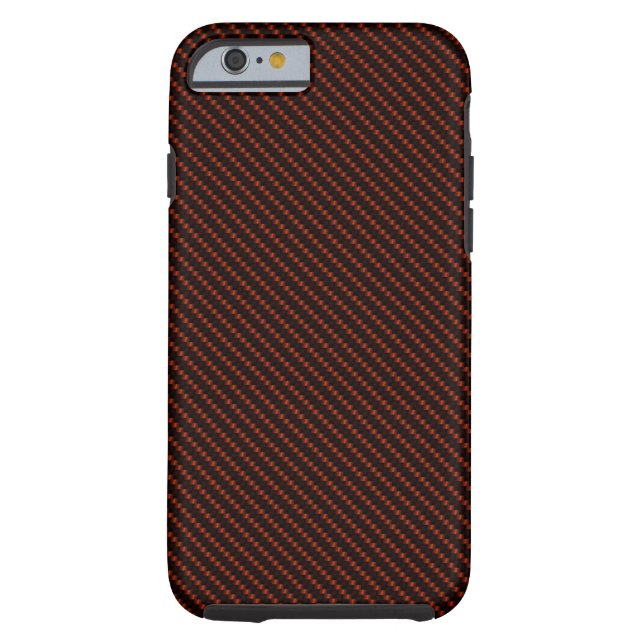 Funda De Case-Mate Para iPhone Base roja y negra de la fibra (Reverso)
