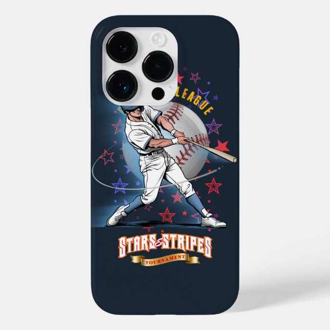 Funda De Case-Mate Para iPhone Baseball Stars & Stripes (Modo oscuro) | (Reverso )
