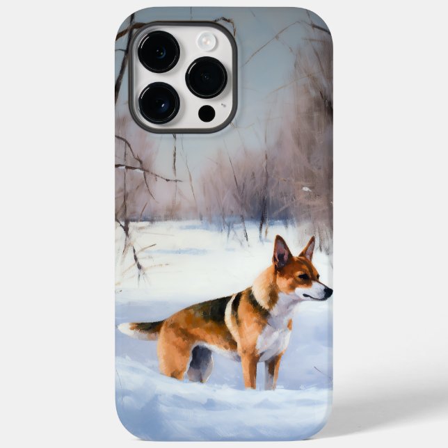 Funda De Case-Mate Para iPhone Basenji deja que nieve Navidades (Reverso )