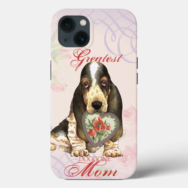 Funda De Case-Mate Para iPhone Basset Hound Heart Mom (Reverso )