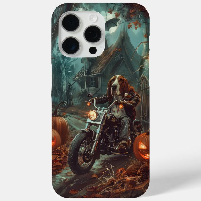 Funda De Case-Mate Para iPhone Basset Hound Montando Motocicleta Halloween Espelu (Reverso )