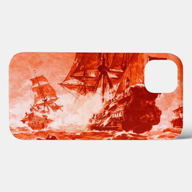 FUNDA DE Case-Mate PARA iPhone BATALLA DE BARCO PIRATA EN ROJO (Reverso (Horizontal))
