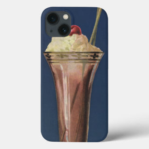 Funda Para iPhone 13 Batido de Helado Antiguo, Crema Batida y Cereza