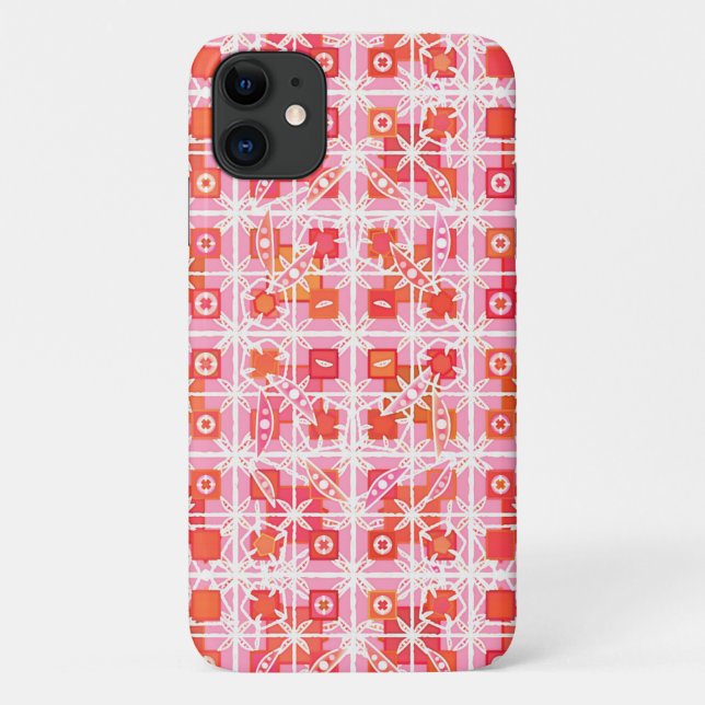 Funda De Case-Mate Para iPhone Batik Tribal - fresa rosa y rojo (Reverso)