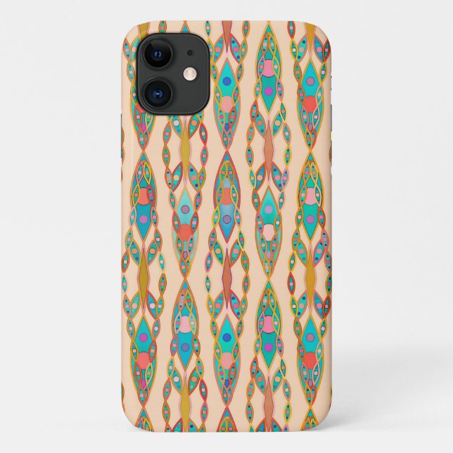 Funda De Case-Mate Para iPhone Batik Tribal - Rosa Melocotón y Turquesa (Reverso)
