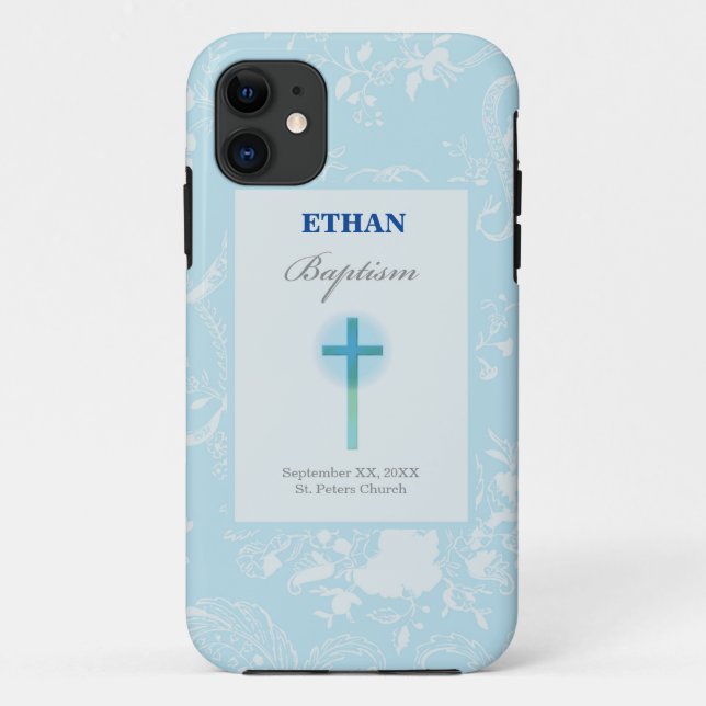 Funda De Case-Mate Para iPhone Bautismo de Blue Lace Boy (Reverso)