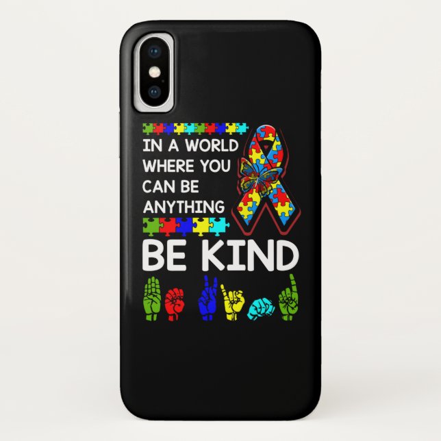 Funda De Case-Mate Para iPhone Be Kind Autism Awareness ASL Mom Teacher Kindness (Reverso)