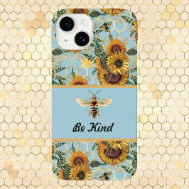 Funda Para iPhone 14 De Case-Mate Be Kind Vintage Turquoise Sunflower Bee