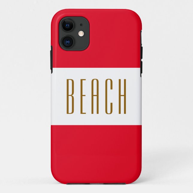 Funda De Case-Mate Para iPhone BEACH Audaz Esporto Divertido Brillante Tiras Blan (Reverso)