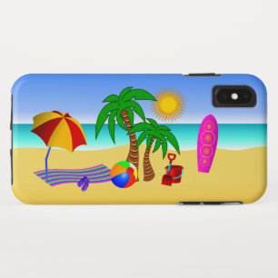 Funda Para iPhone XS Max Beach Bum Sun Sea Surf Scene Cute Divertido Difíci