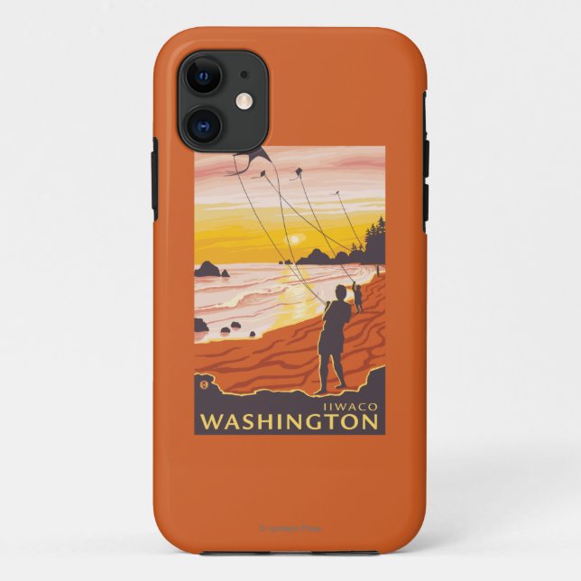 Funda De Case-Mate Para iPhone Beach & Kites - Ilwaco, Washington (Reverso)