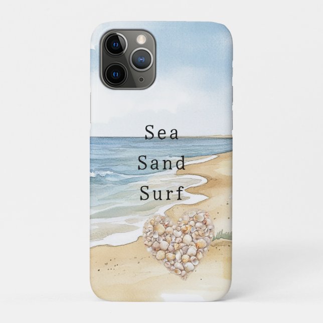 Funda De Case-Mate Para iPhone Beach Ocean Sea Shells Heart (Reverso)