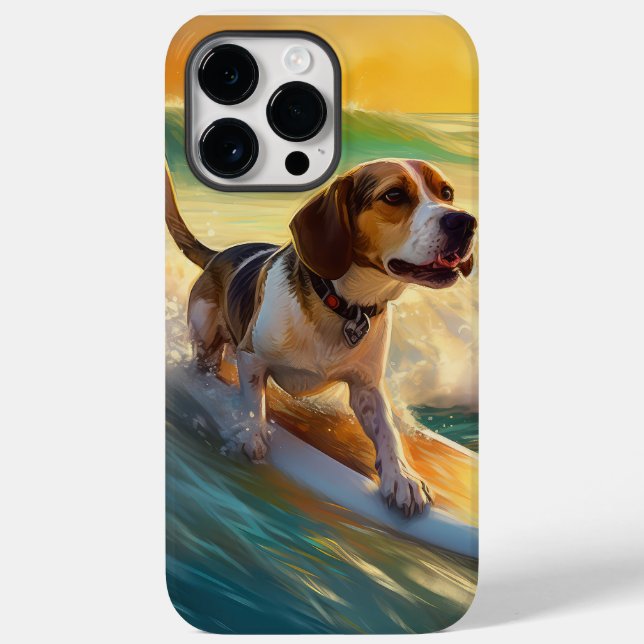 Funda De Case-Mate Para iPhone Beagle Beach Surfing Painting (Reverso )