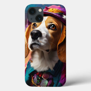 Funda Para iPhone 13 Beagle en un Gorra rosado