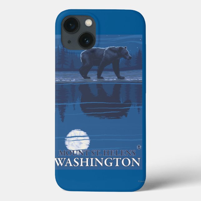 Funda De Case-Mate Para iPhone Bear in Moonlight - Mount St. Helens, (Reverso)