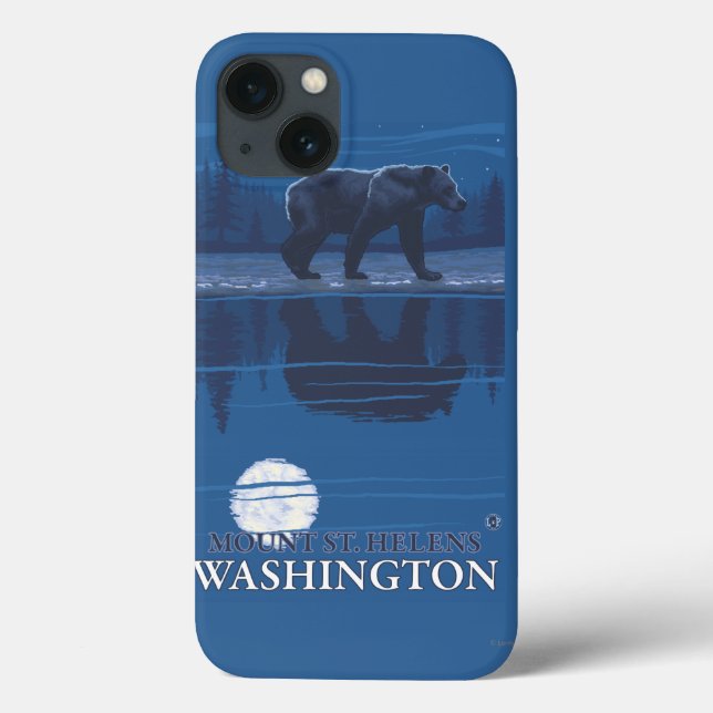 Funda De Case-Mate Para iPhone Bear in Moonlight - Mount St. Helens, (Reverso)