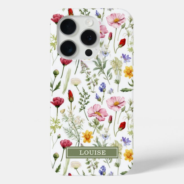 Funda De Case-Mate Para iPhone Beautiful Botanical Wildflowers Name (Reverso )