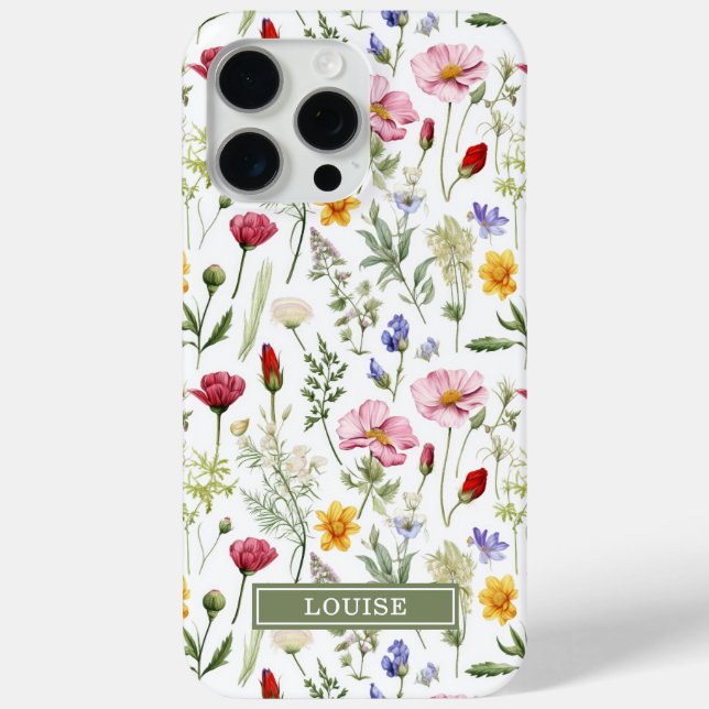Funda De Case-Mate Para iPhone Beautiful Botanical Wildflowers Name (Reverso )