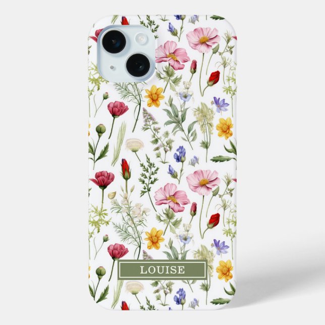 Funda De Case-Mate Para iPhone Beautiful Botanical Wildflowers Name (Reverso )
