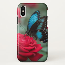 Funda Para iPhone X Beautiful Butterfly Red Rose -