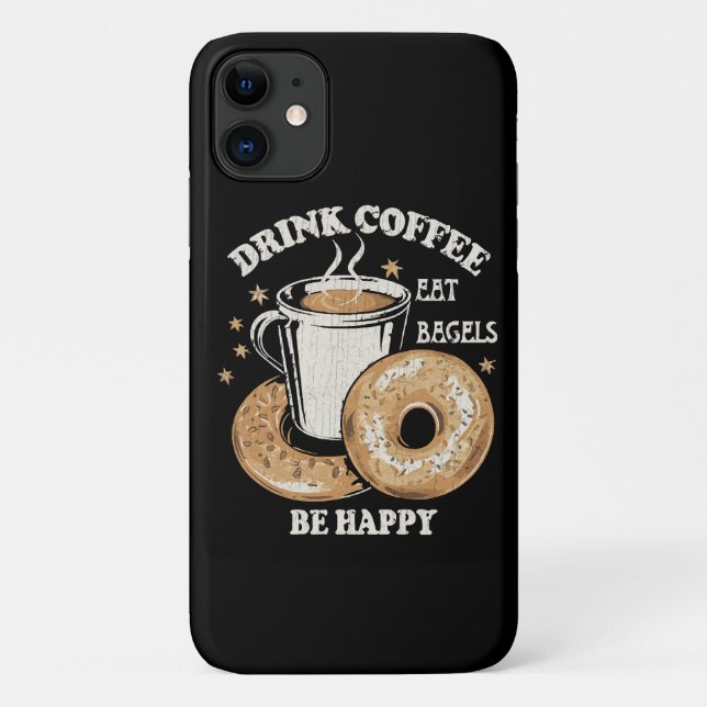 Funda De Case-Mate Para iPhone Bebe café Come Bagels Be Happy (Reverso)