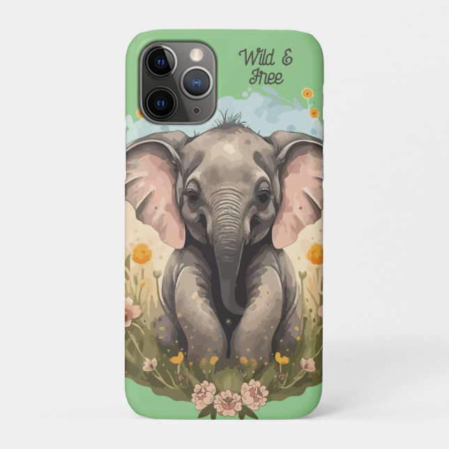 Funda De Case-Mate Para iPhone Bebé lindo Elefante Calf Flor silvestre Wanderlust (Reverso)