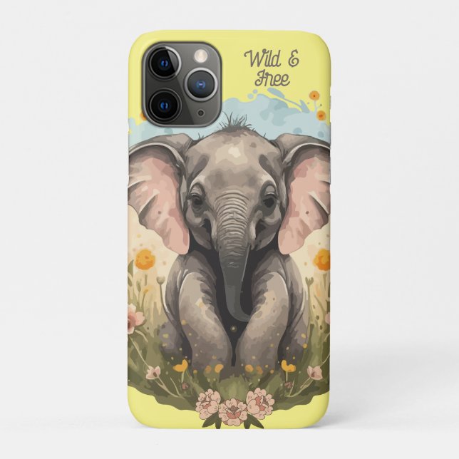 Funda De Case-Mate Para iPhone Bebé lindo Elefante Calf Flor silvestre Wanderlust (Reverso)