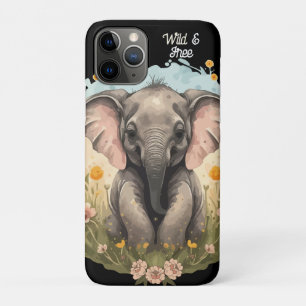 Funda Para iPhone 11 Pro Bebé lindo Elefante Calf Flor silvestre Wanderlust