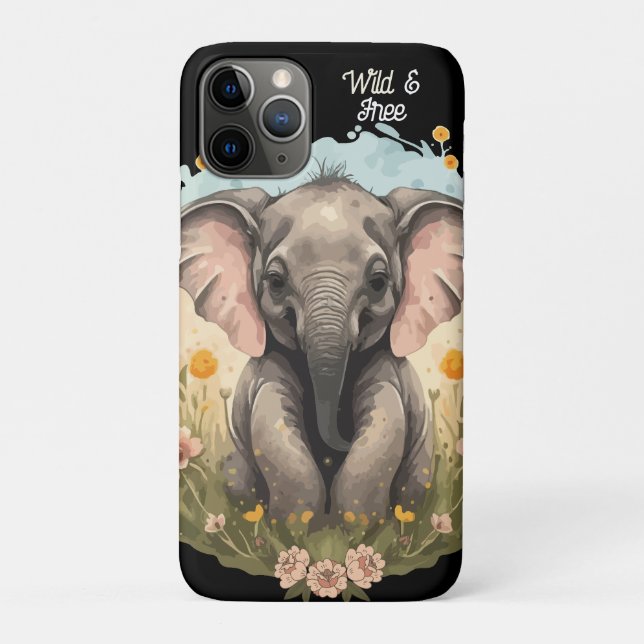 Funda De Case-Mate Para iPhone Bebé lindo Elefante Calf Flor silvestre Wanderlust (Reverso)
