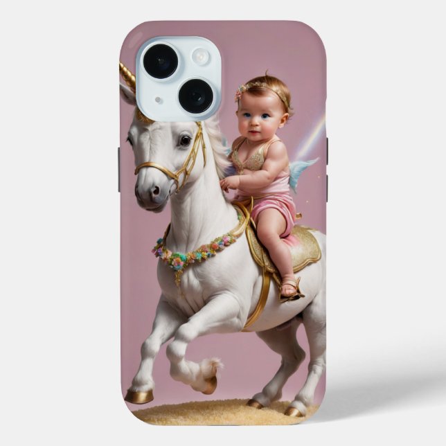 Funda De Case-Mate Para iPhone Bebé montando un unicornio (Reverso )